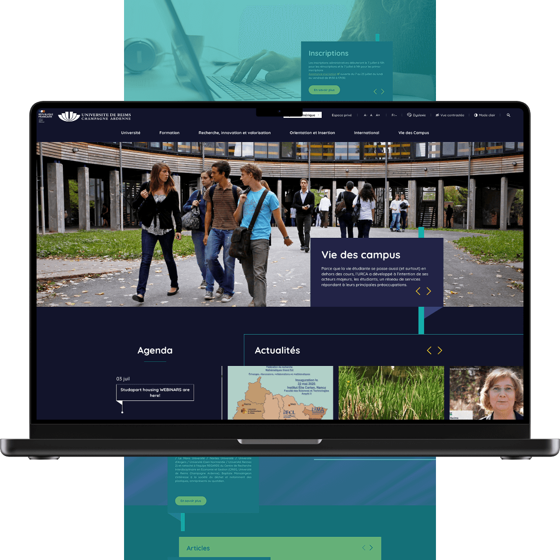 Démonstration de webdesign pour le site internet de l'Université de Reims Champagne-Ardenne